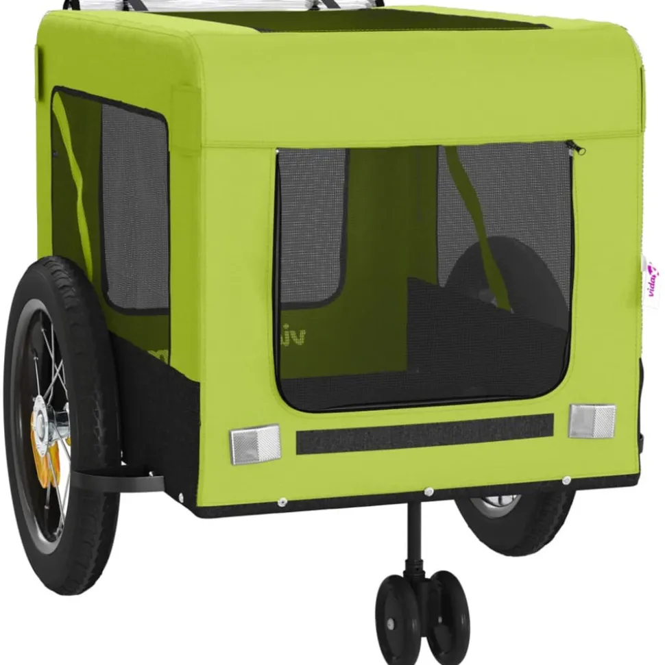 VIDAXL - Remorque de vélo pour animaux de compagnie vert et noir