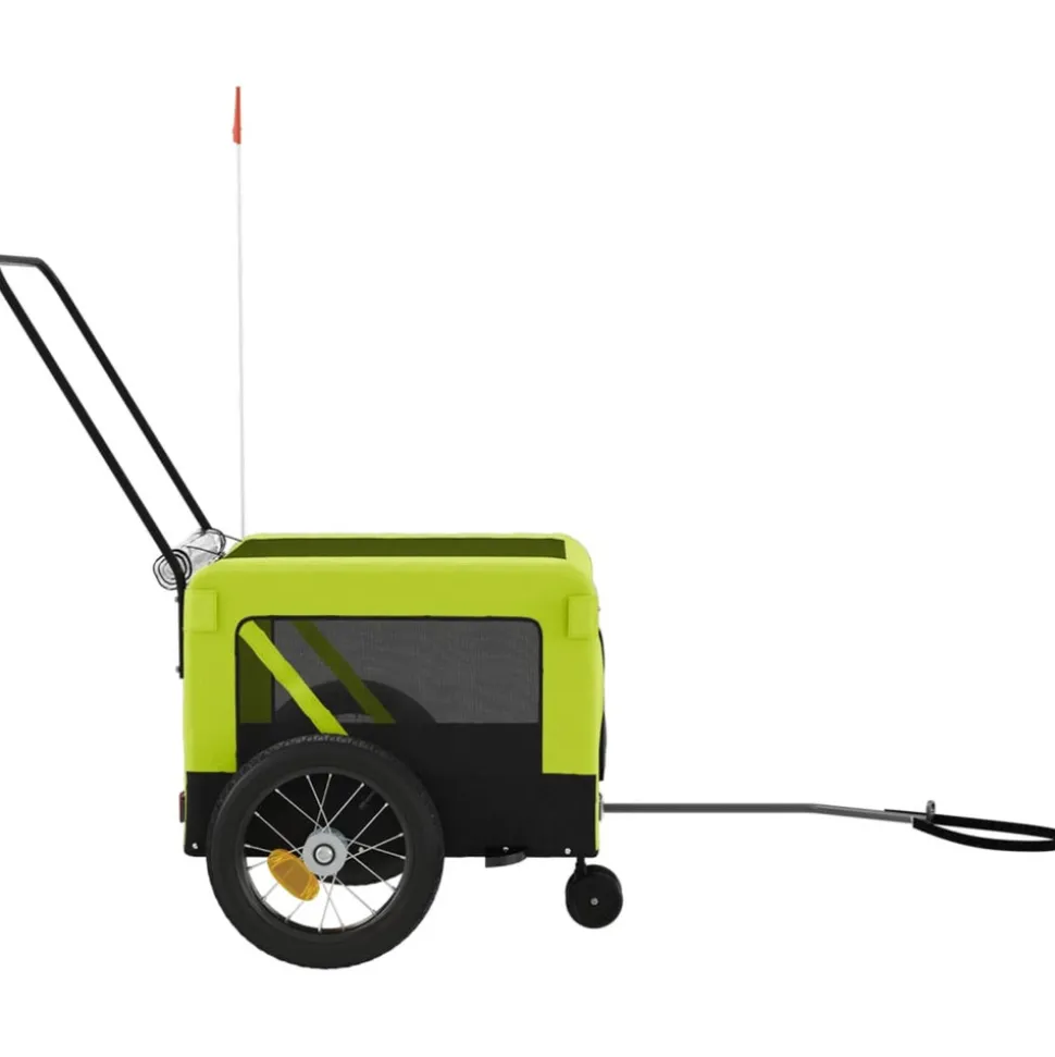 VIDAXL - Remorque de vélo pour animaux de compagnie vert et noir