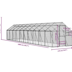 VIDAXL - Volière argenté 1,79x10x1,85 m aluminium