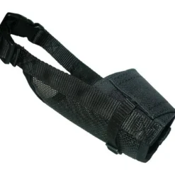 Yago museliere en nylon noir pour grand chien, partie museau avec filet respirant et réglable