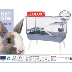 ZOLUX - Cage grillagée lapin et rongeur sur pieds neolife 100 l - zolux gris