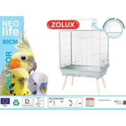 ZOLUX - Cage surélevée pour oiseau - zolux - néolife - pour perruche, calopsitte, canari - 81 x 48 x 130 cm - vert