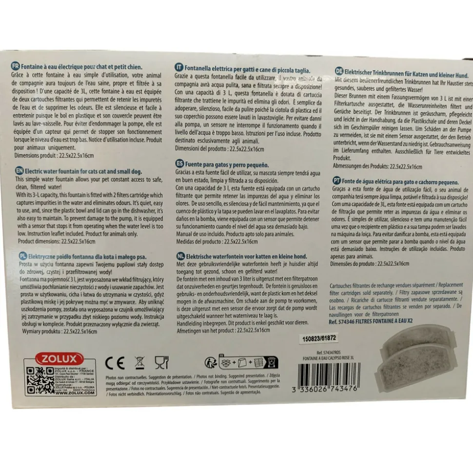 ZOLUX - Fontaine à eau pour chiens et chats calypso 3 litres