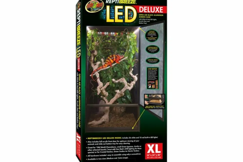 ZOOMED - Terrarium grillagé - reptibreeze led deluxe 61 x 61 x 122 cm - terrarium destiné aux lézards type caméléon